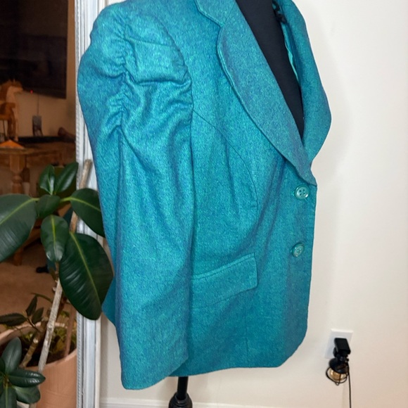 Jackets & Blazers - The LIMITED Teal Puff Sleeve cropped Blazer